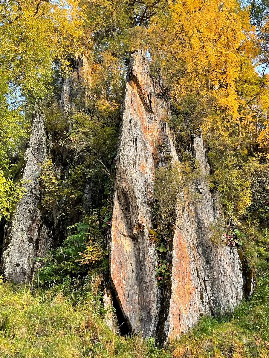 Скалы среди осеннего леса